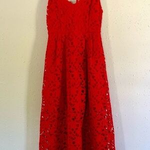 Astr Vibrant Red Kids Lace Dress, M